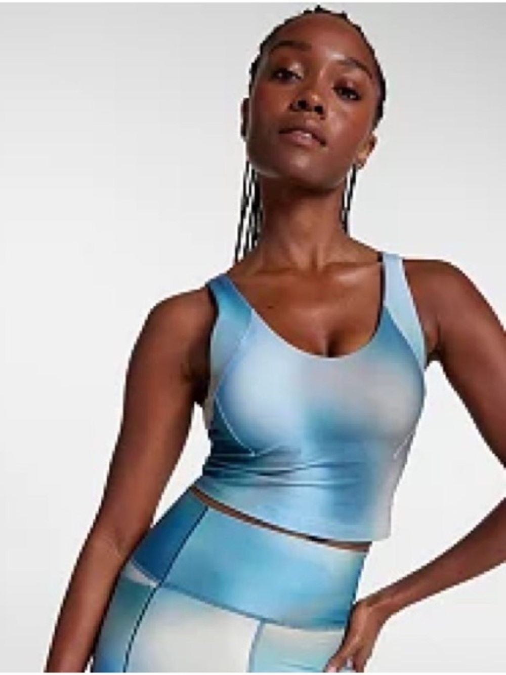 CALIA by Carrie Underwood Inspire Crop Tank Top in Mountain Mist Cool Blue Wash